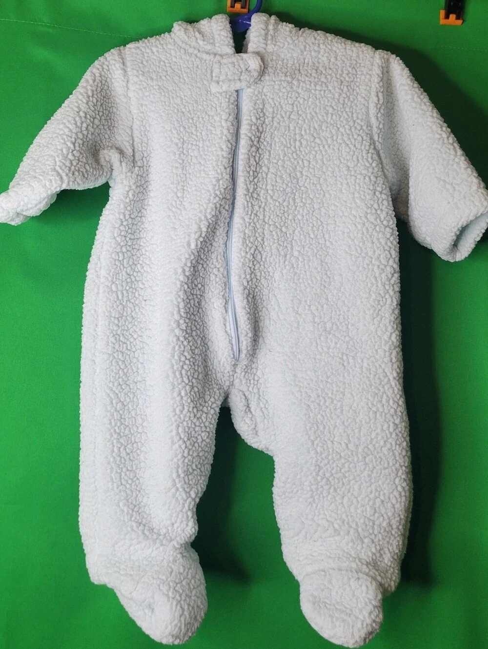 Little Me Cream Sherpa Footed Baby One-Piece Hooded Sleeper Outfit Bear 0-3mth